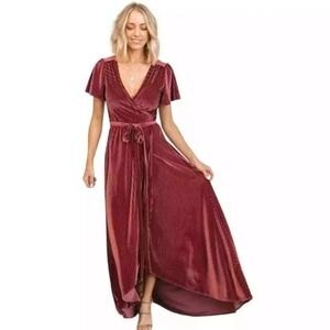 Baltic Born Andi Ribbed Velvet Wrap Dress